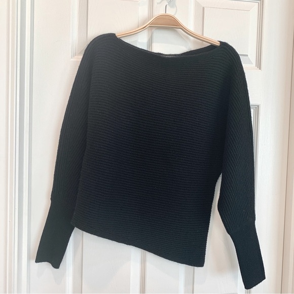 Intermix Black Jacqueline Off-the-Shoulder Slouchy Sweater - Picture 4 of 12